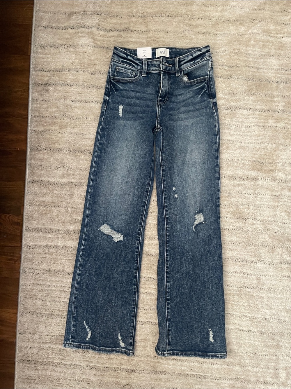BKE Mini Billie Wide Leg Jeans - Faded Blue Wash - Picture 3 of 5